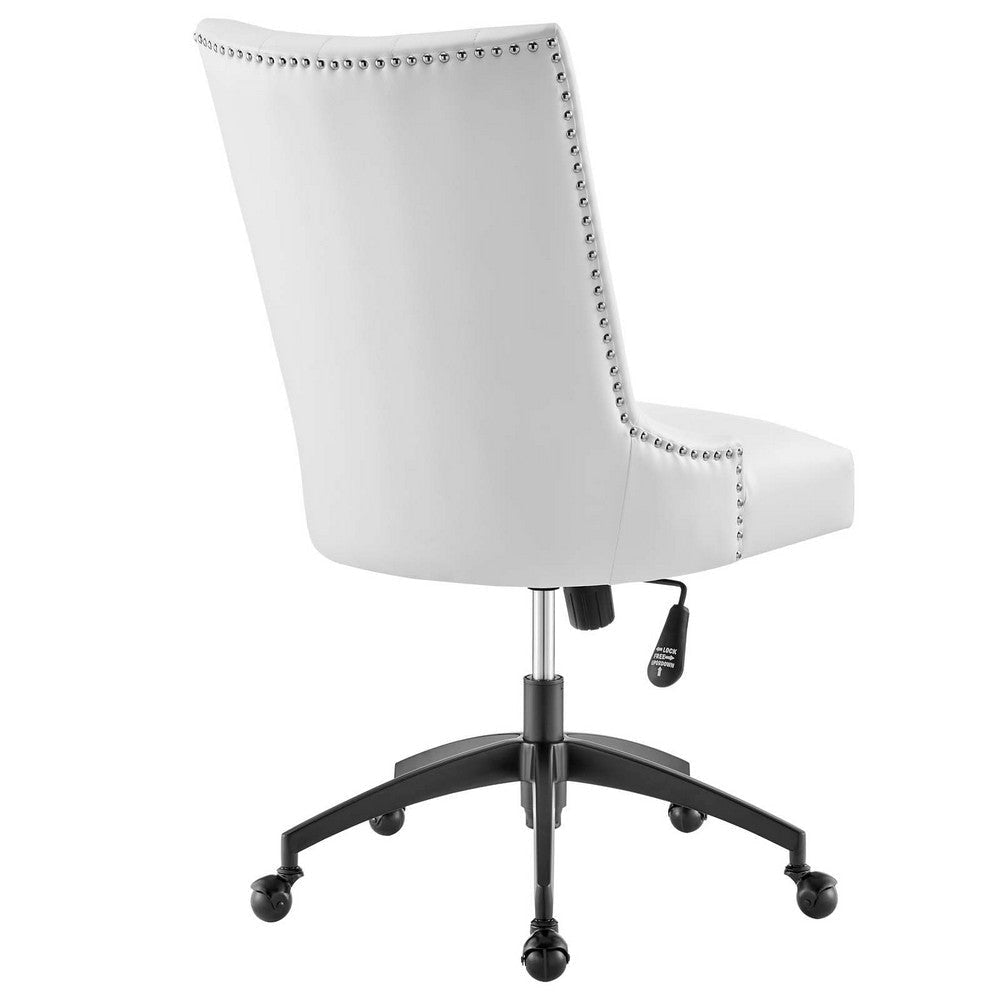 Modway Empower Channel Tufted Vegan Leather Office Chair Black White MDY-EEI-4577-BLK-WHI