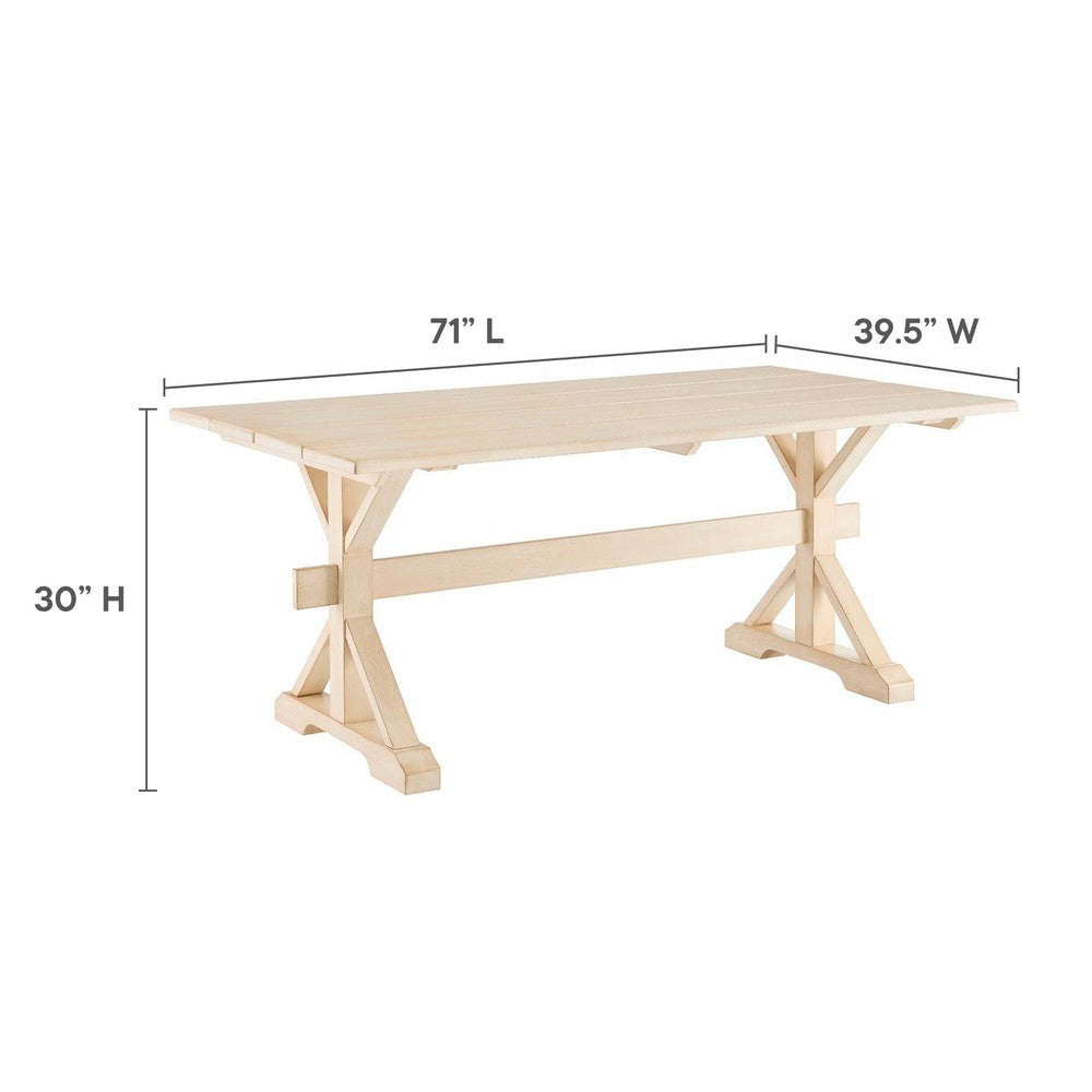 Modway Windchime 71’’ Modern Farmhouse Solid Wood Natural-Trestle Dining Table MDY-EEI-4579-NAT