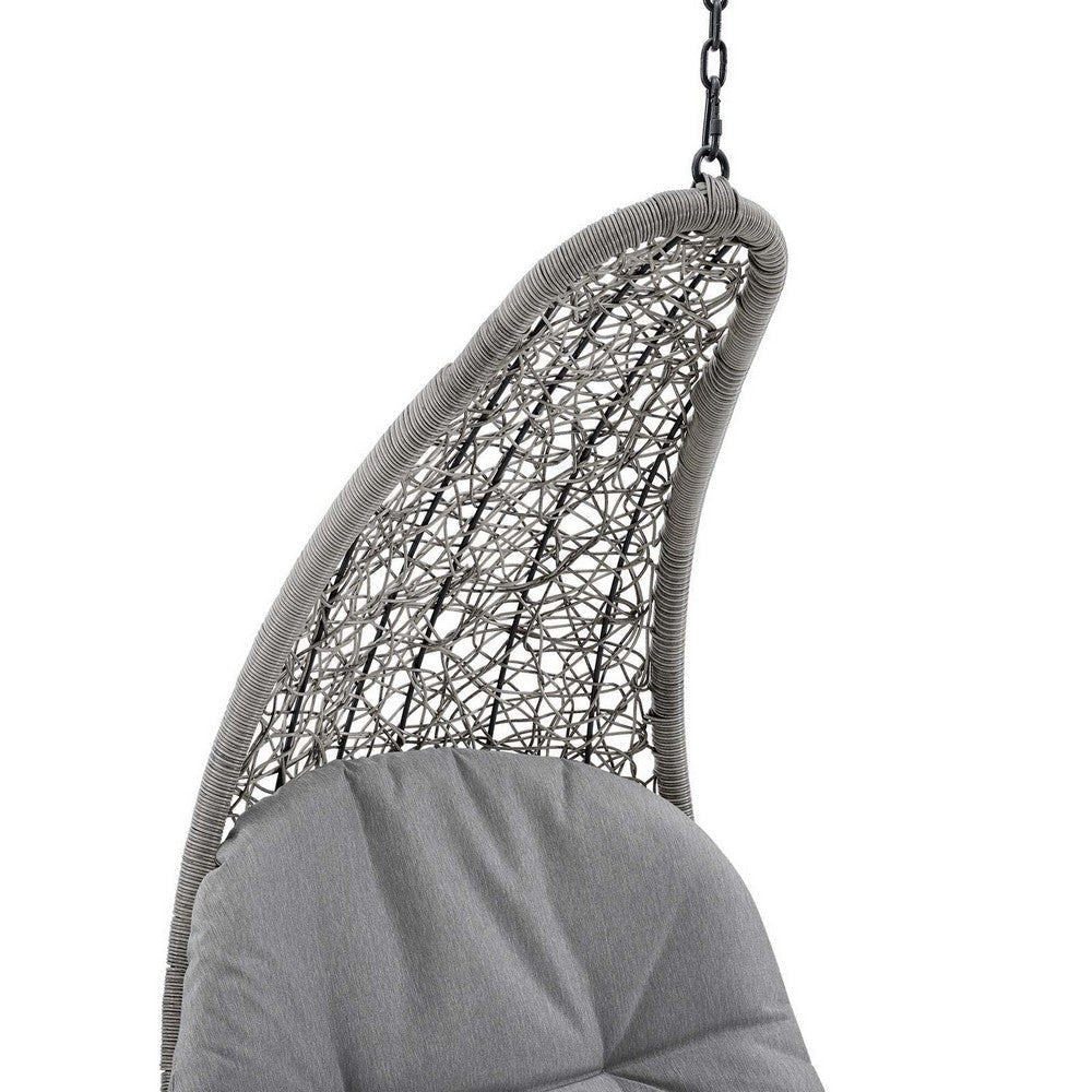 Modway Landscape Wicker Rattan Outdoor Patio Porch Chaise Lounge Hanging Swing Chair Light Gray Gray MDY-EEI-4589-LGR-GRY