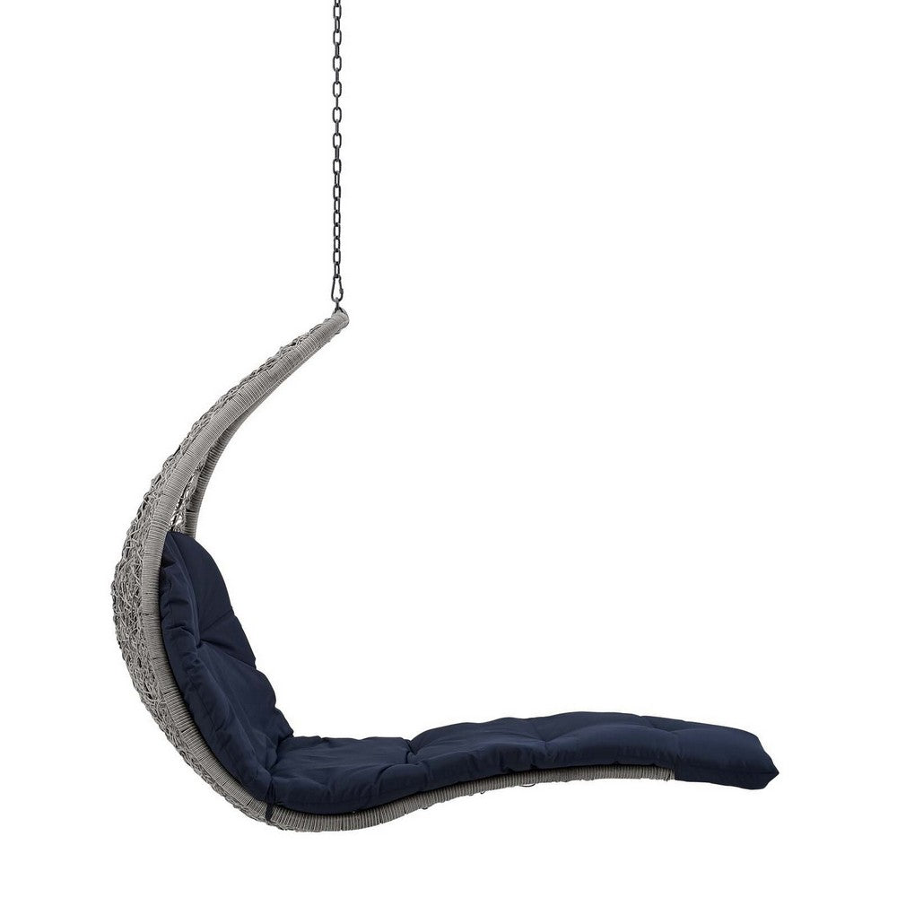 Landscape Hanging Chaise Lounge Outdoor Patio Swing Chair by Modway| Blue
