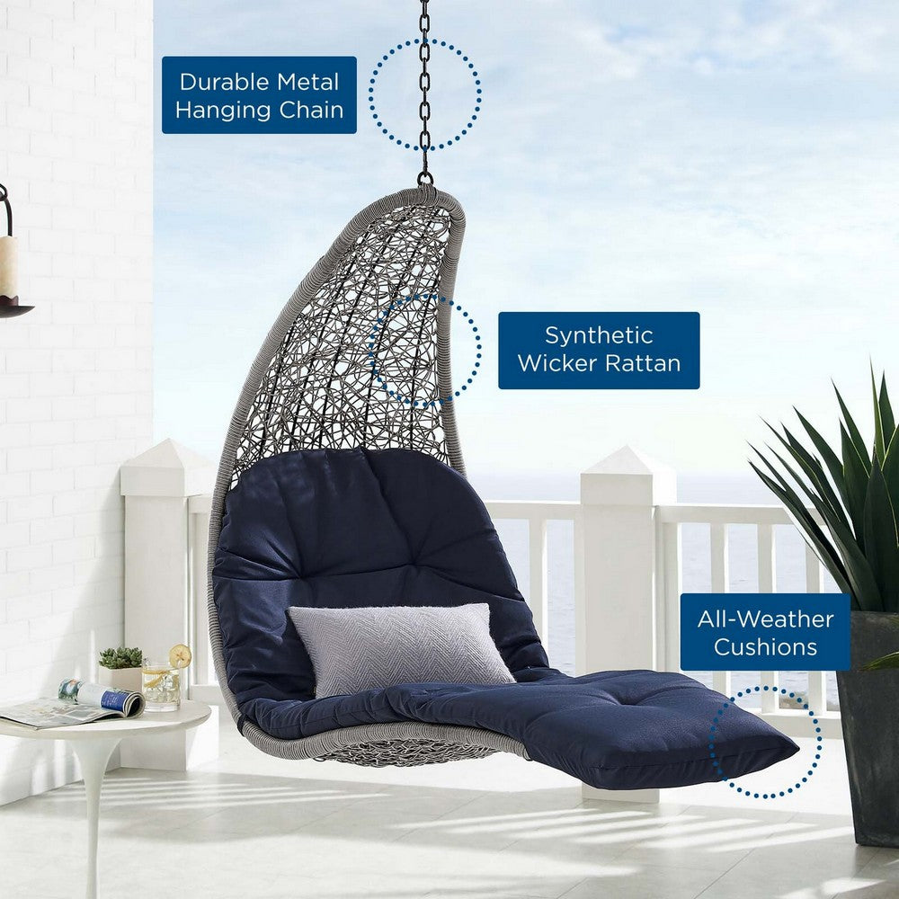 Landscape Hanging Chaise Lounge Outdoor Patio Swing Chair by Modway| Blue