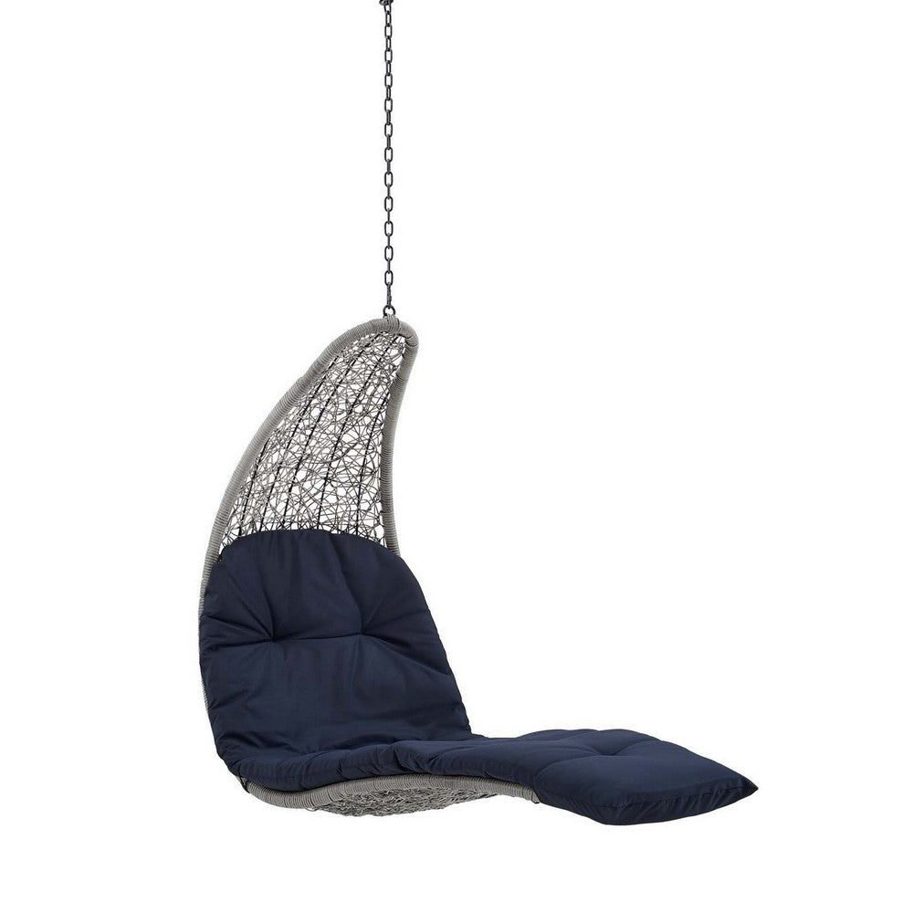Landscape Hanging Chaise Lounge Outdoor Patio Swing Chair by Modway| Blue