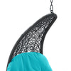 Modway Landscape Wicker Rattan Outdoor Patio Porch Chaise Lounge Hanging Swing Chair Light Gray Turquoise MDY-EEI-4589-LGR-TRQ