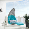 Modway Landscape Wicker Rattan Outdoor Patio Porch Chaise Lounge Hanging Swing Chair Light Gray Turquoise MDY-EEI-4589-LGR-TRQ