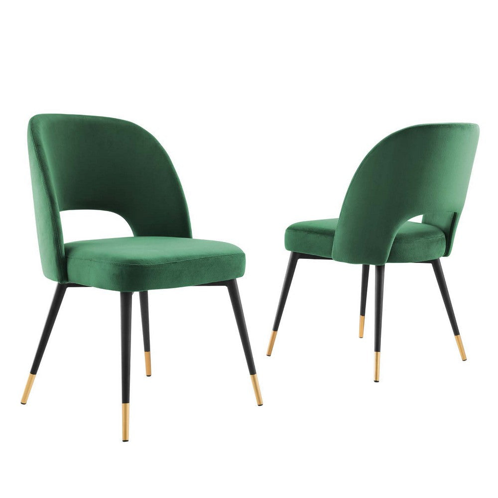 Modway Rouse Upholstered Velvet Side, 2 pcs - Dining Chairs, Emerald