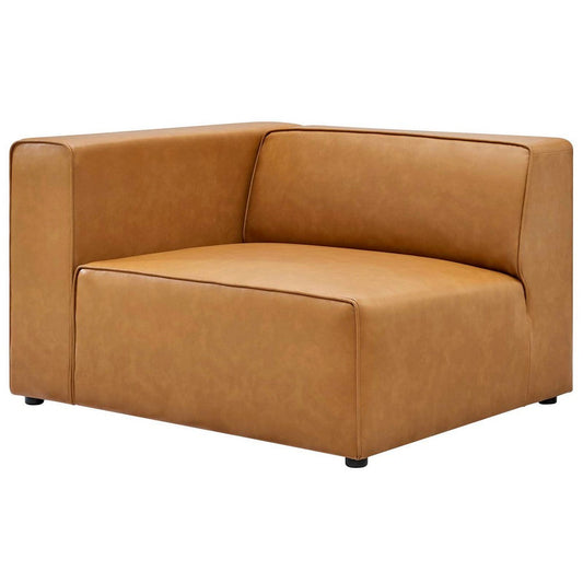 Modway Mingle Vegan Leather Sectional Sofa Left-Arm Chair, Tan