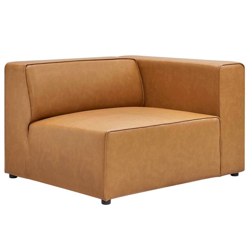 Modway Mingle Vegan Leather Sectional Sofa Right-Arm Chair, Tan