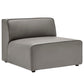 Modway Mingle Vegan Leather Sectional Sofa Armless Chair, Gray