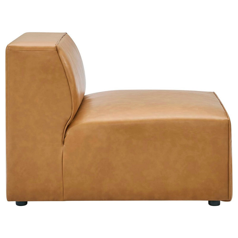 Modway Mingle Vegan Leather Sectional Sofa Armless Chair Tan MDY-EEI-4623-TAN