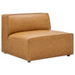 Modway Mingle Vegan Leather Sectional Sofa Armless Chair, Tan