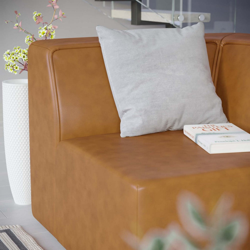 Modway Mingle Vegan Leather Sectional Sofa Corner Chair, Tan