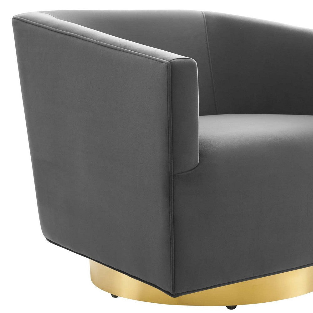 Twist Accent Lounge Performance Velvet Swivel Chair - No Shipping Charges MDY-EEI-4626-GLD-CHA