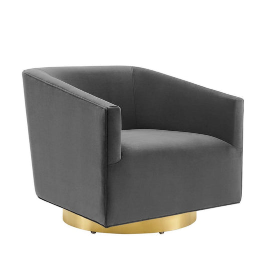 Twist Accent Lounge Performance Velvet Swivel Chair  - No Shipping Charges