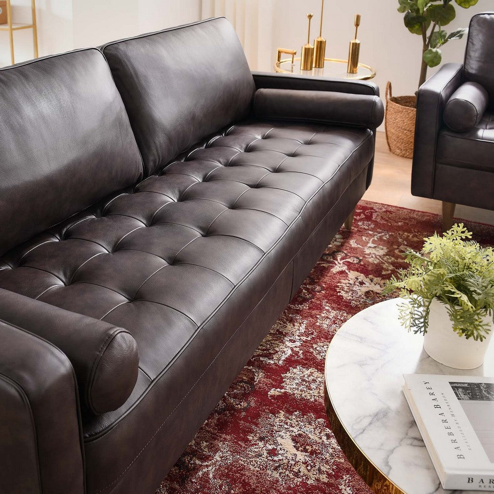 Valour 81" Leather Sofa by Modway| Brown