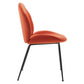 Modway Scoop Performance Velvet Dining Chairs-Set of Two in Orange with Black Metal Legs MDY-EEI-4635-ORA