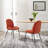 Modway Scoop Performance Velvet Dining Chairs-Set of Two in Orange with Black Metal Legs MDY-EEI-4635-ORA