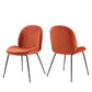 Modway Scoop Performance Velvet Dining Chairs-Set of Two in Orange with Black Metal Legs