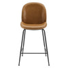 Scoop Black Powder Coated Steel Leg Vegan Leather Counter Stool by Modway| Brown