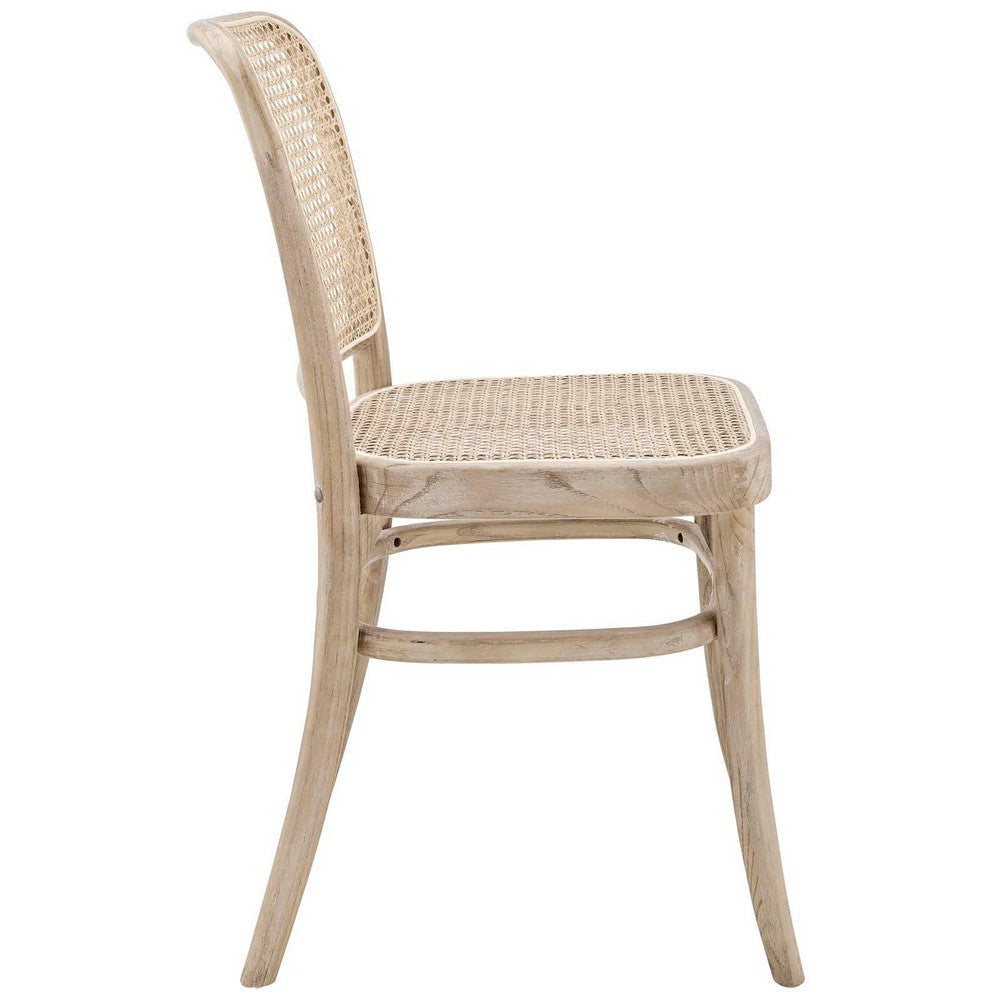 Modway Winona Elm Wood Cane Rattan Seat Dining Side Chair Gray MDY-EEI-4646-GRY