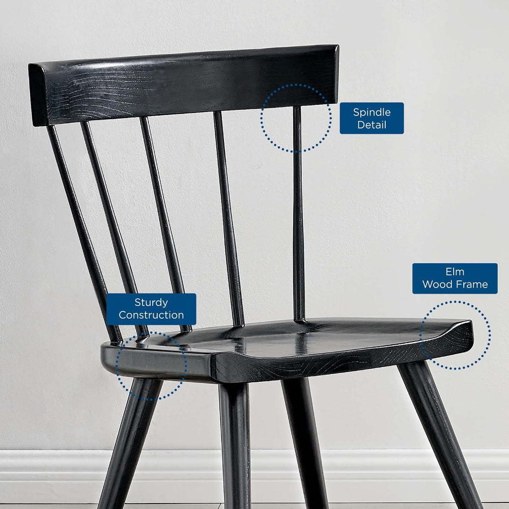 Modway Sutter Modern Farmhouse Wood Dining Chair in Black MDY-EEI-4650-BLK