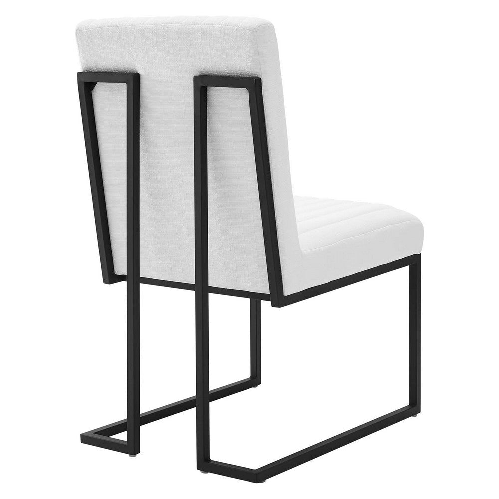 Modway Indulge Channel Tufted Fabric Dining Chair White MDY-EEI-4652-WHI