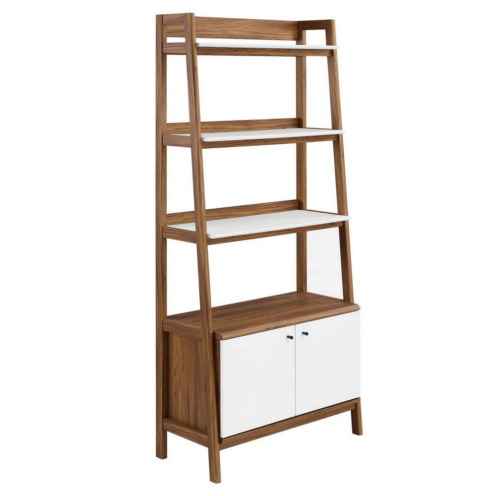 Modway Bixby Display Case, 33" Bookshelf, Walnut White