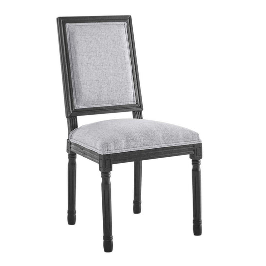Court French Vintage Upholstered Fabric Dining Side Chair - No Shipping Charges