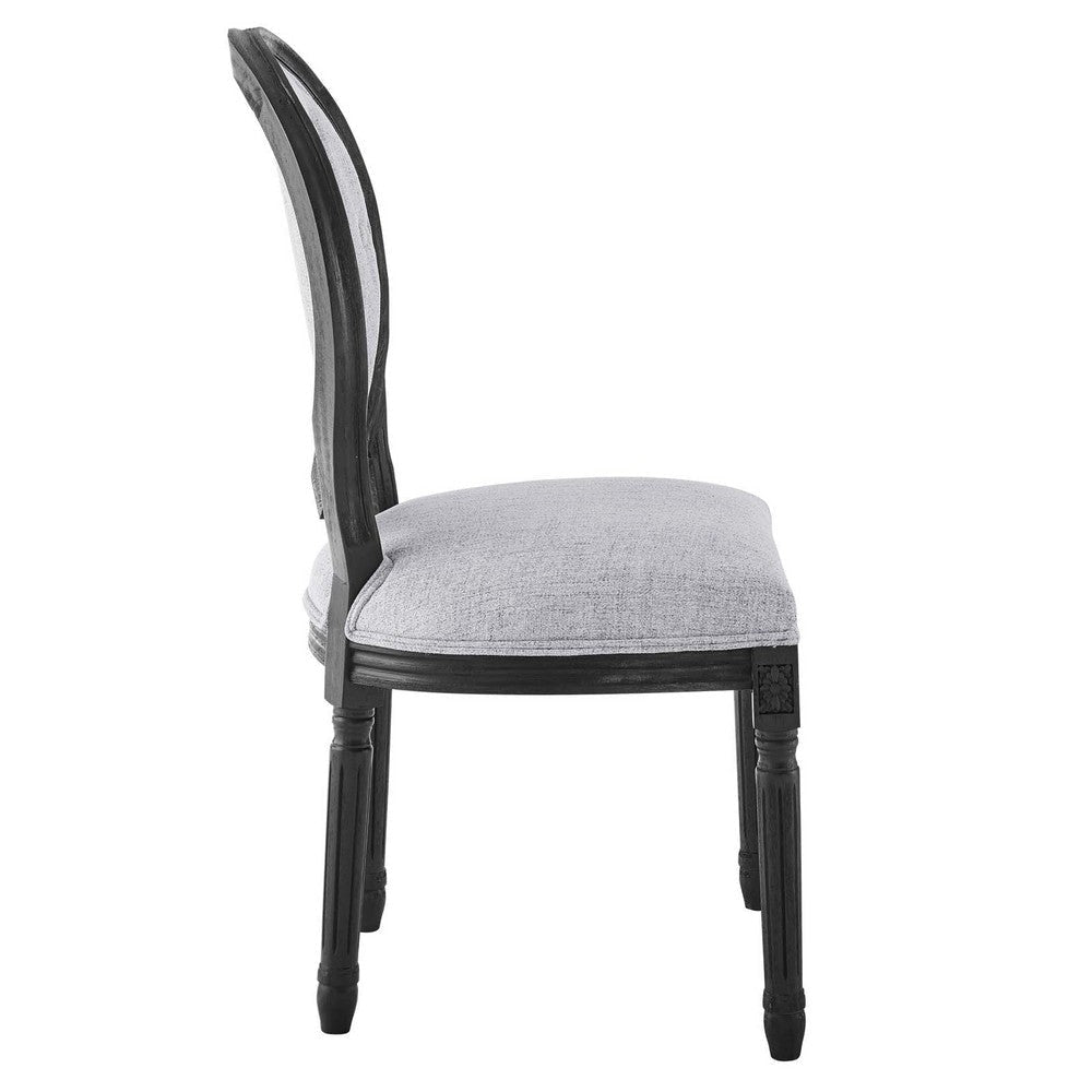 Modway Arise French Vintage Upholstered Fabric Dining Chair in Black Light Gray MDY-EEI-4664-BLK-LGR