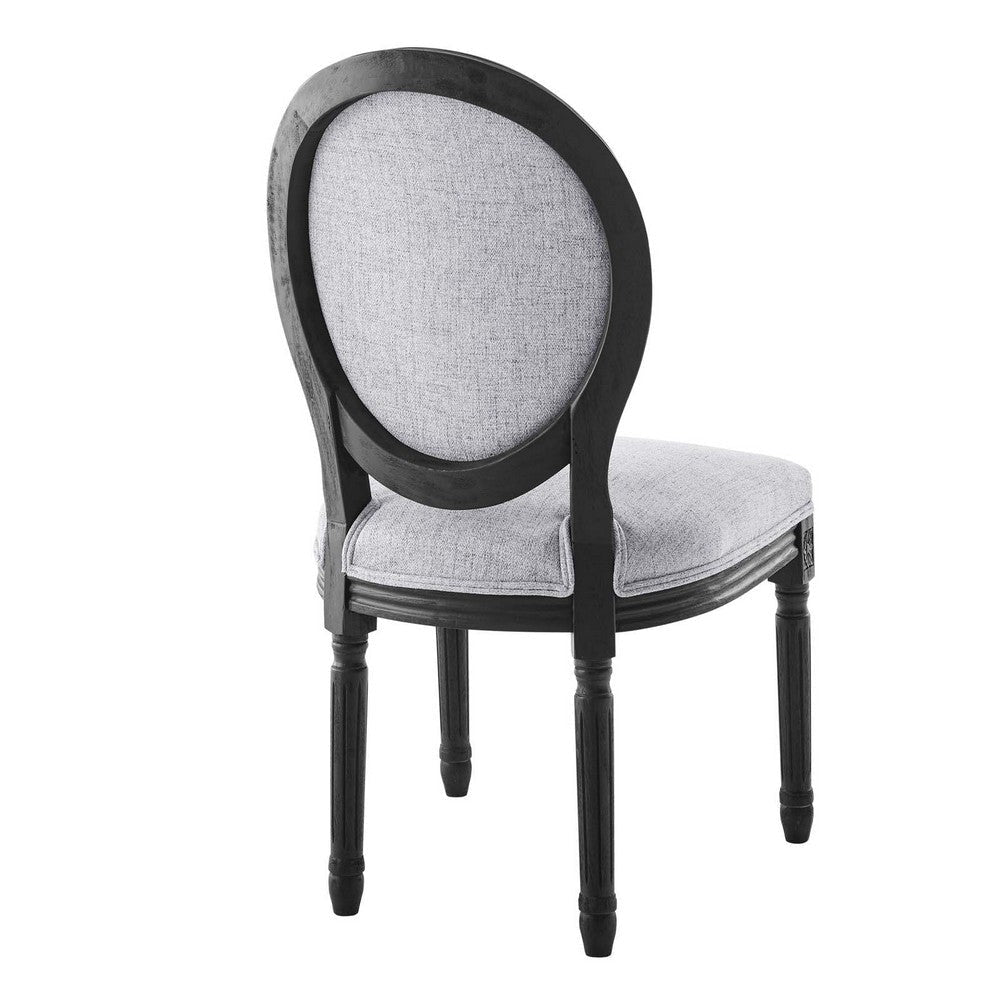 Modway Arise French Vintage Upholstered Fabric Dining Chair in Black Light Gray MDY-EEI-4664-BLK-LGR