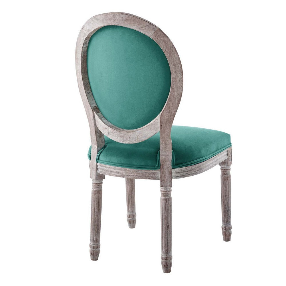 Modway Arise French Vintage Performance Velvet Dining Chair in Natural Teal MDY-EEI-4665-NAT-TEA