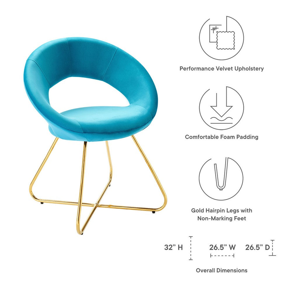 Nouvelle Performance Velvet Dining Chair Set of 2 by Modway| Blue