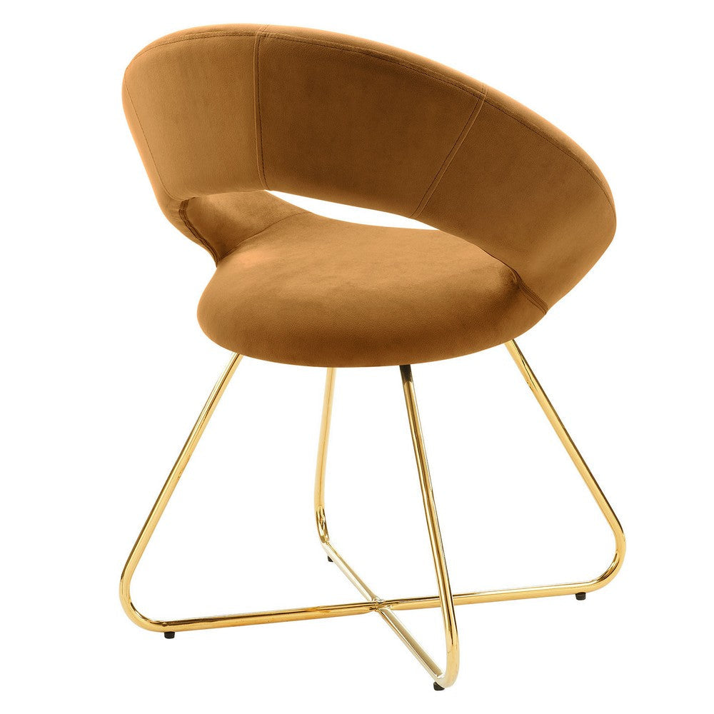 Modway Nouvelle Moday Performance Velvet Dining Chairs in Gold Cognac-Set of 2 MDY-EEI-4681-GLD-COG