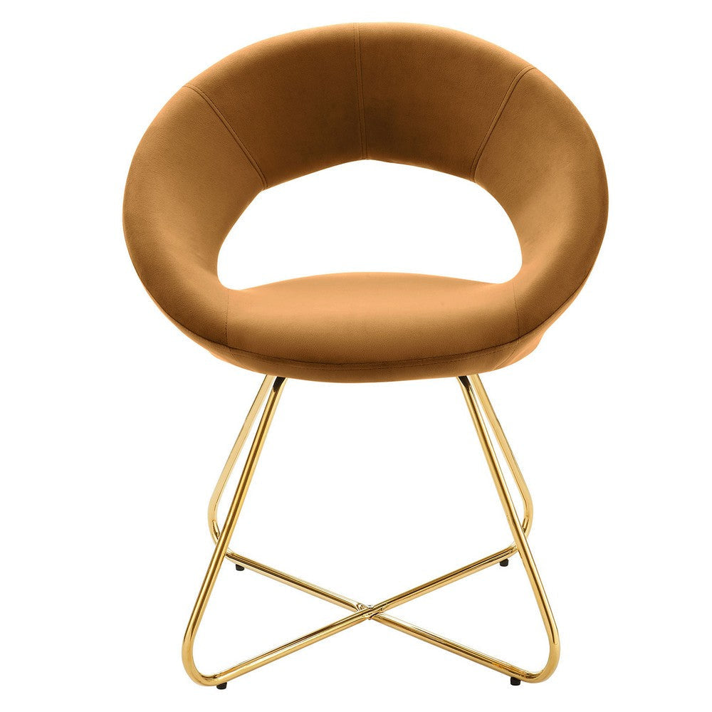 Modway Nouvelle Moday Performance Velvet Dining Chairs in Gold Cognac-Set of 2 MDY-EEI-4681-GLD-COG