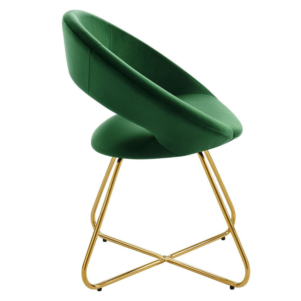 Modway Nouvelle Moday Performance Velvet Dining Chairs in Gold Emerald-Set of 2 MDY-EEI-4681-GLD-EME