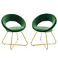 Modway Nouvelle Moday Performance Velvet Dining Chairs in Gold Emerald-Set of 2