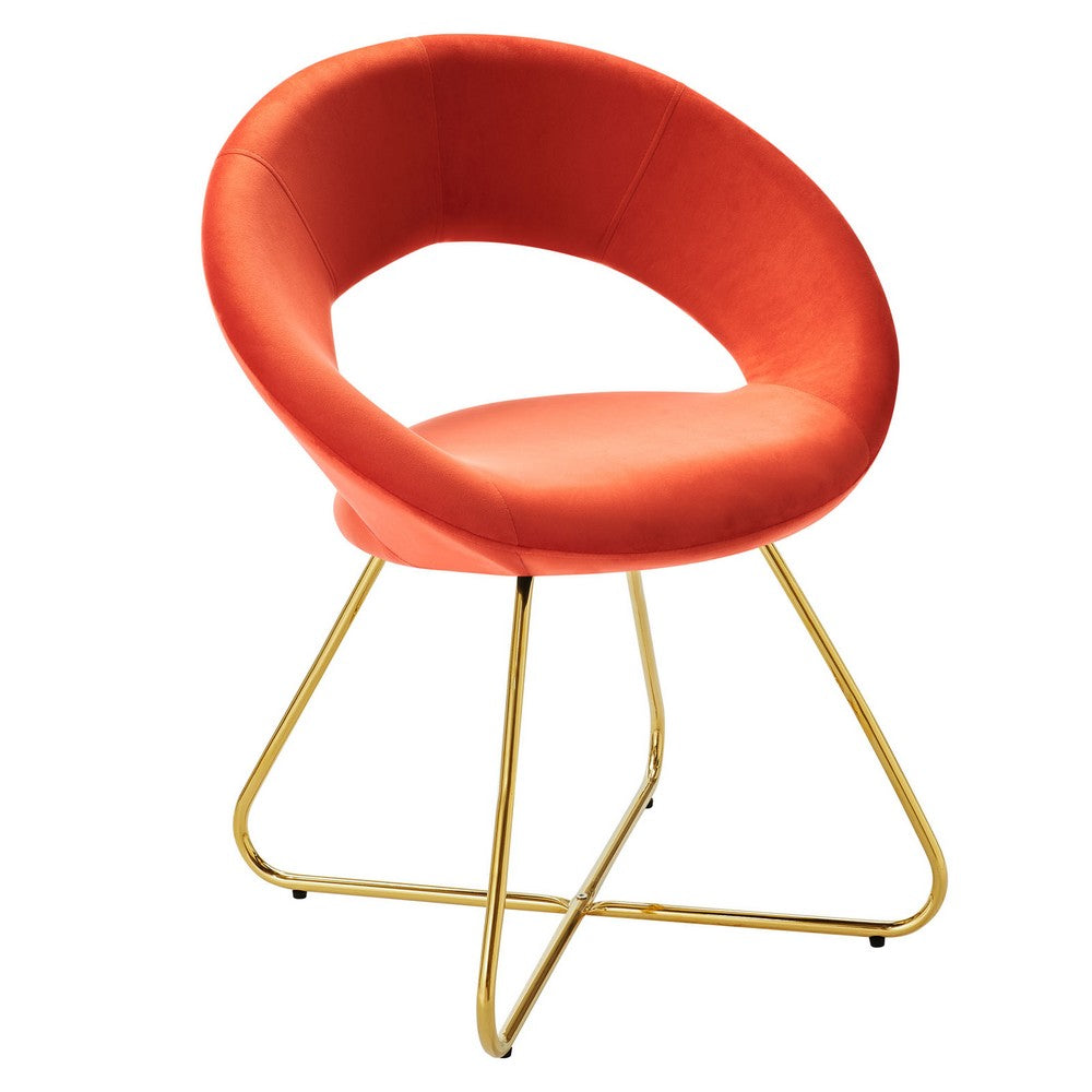 Nouvelle Performance Velvet Dining Chair Set of 2 by Modway| Orange