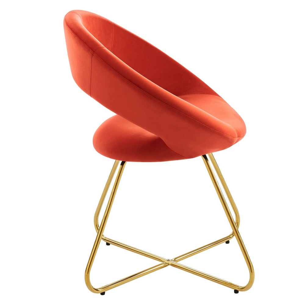 Nouvelle Performance Velvet Dining Chair Set of 2 by Modway| Orange
