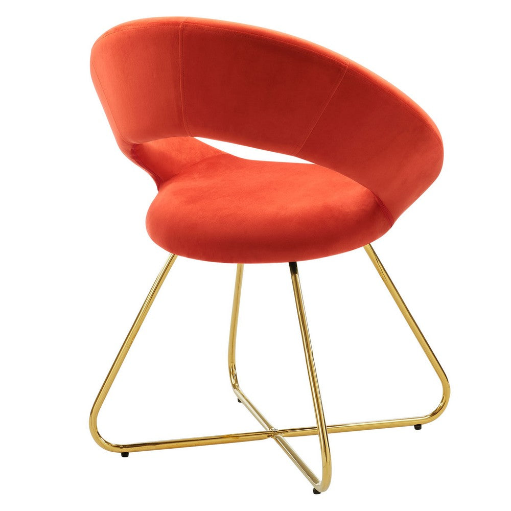 Nouvelle Performance Velvet Dining Chair Set of 2 by Modway| Orange