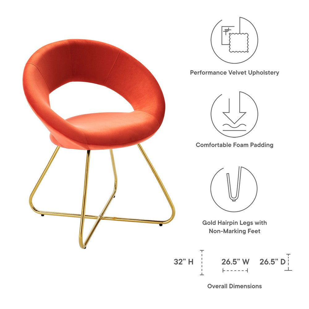Nouvelle Performance Velvet Dining Chair Set of 2 by Modway| Orange