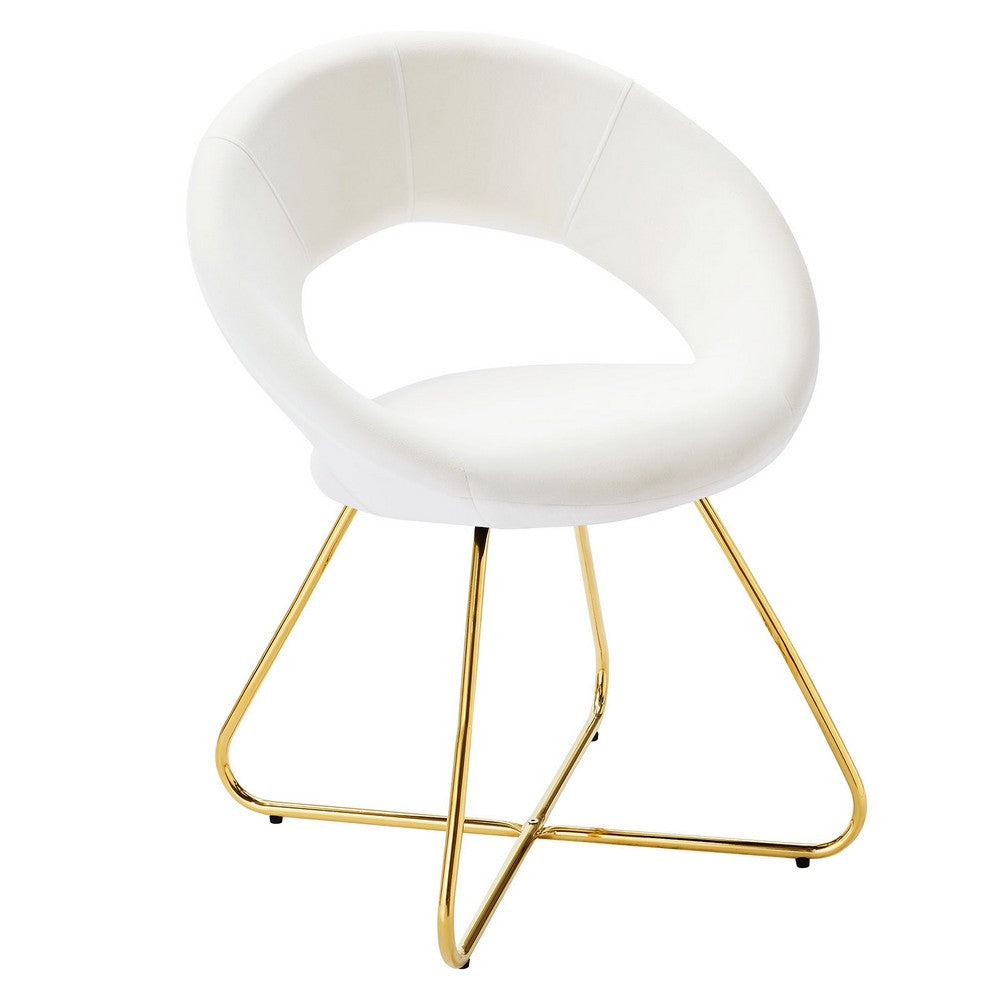 Nouvelle Performance Velvet Dining Chair Set of 2 by Modway| White