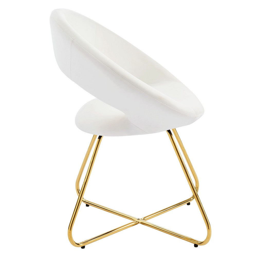 Nouvelle Performance Velvet Dining Chair Set of 2 by Modway| White