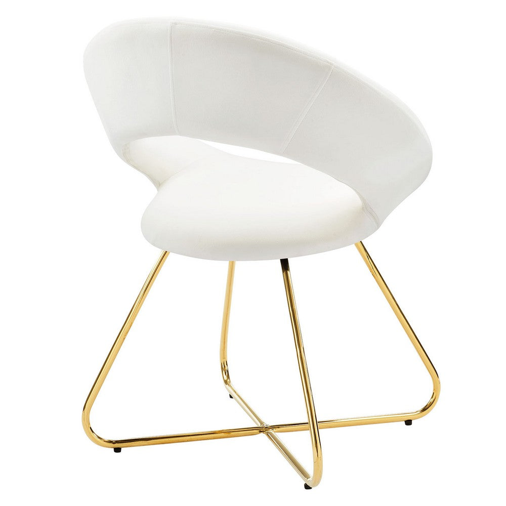 Nouvelle Performance Velvet Dining Chair Set of 2 by Modway| White