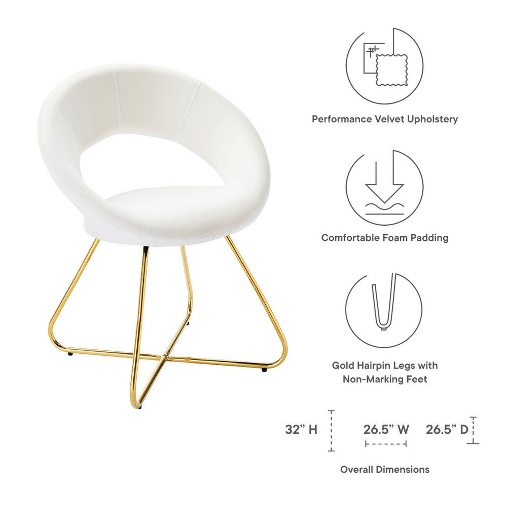 Nouvelle Performance Velvet Dining Chair Set of 2 by Modway| White