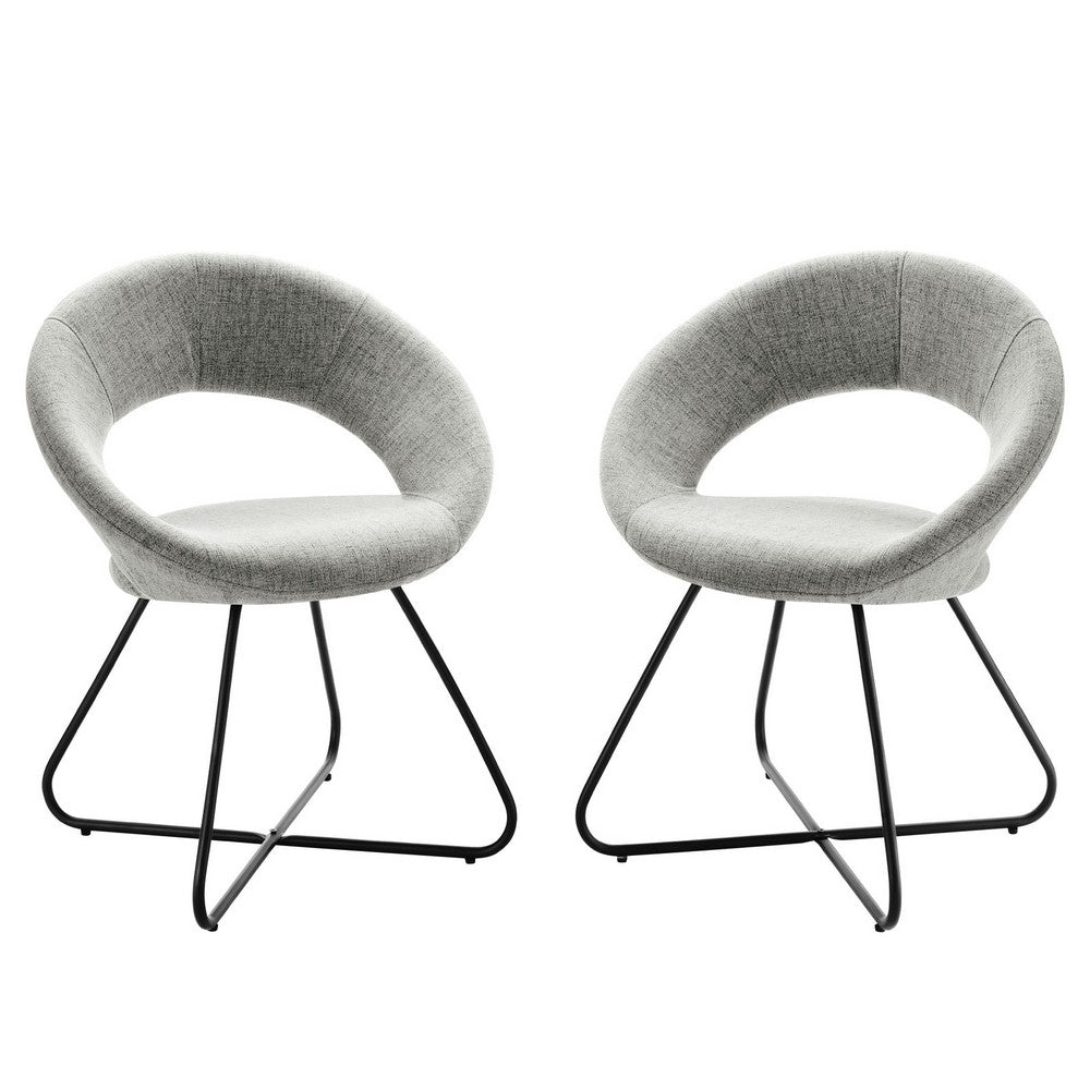Nouvelle Upholstered Fabric Dining Chair Set of 2 by Modway| Gray
