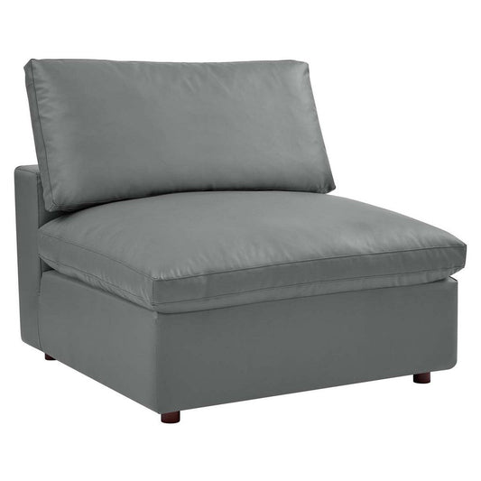 Modway Commix Modular Sofa, Armless Chair, Gray Vegan Leather