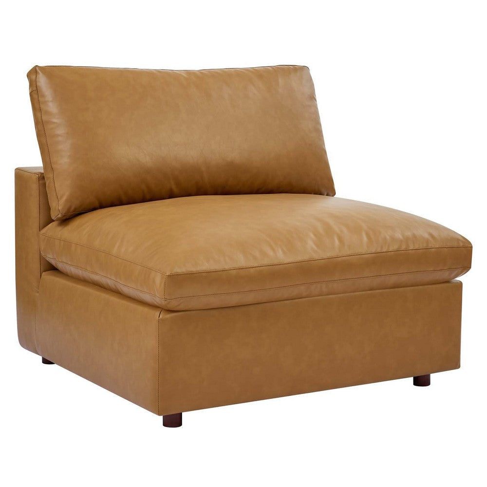 Modway Commix Modular Sofa, Armless Chair, Tan Vegan Leather