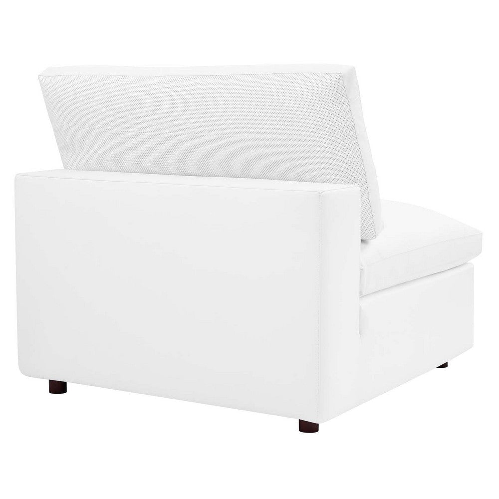 Modway Commix Modular Sofa Armless Chair White Vegan Leather MDY-EEI-4694-WHI