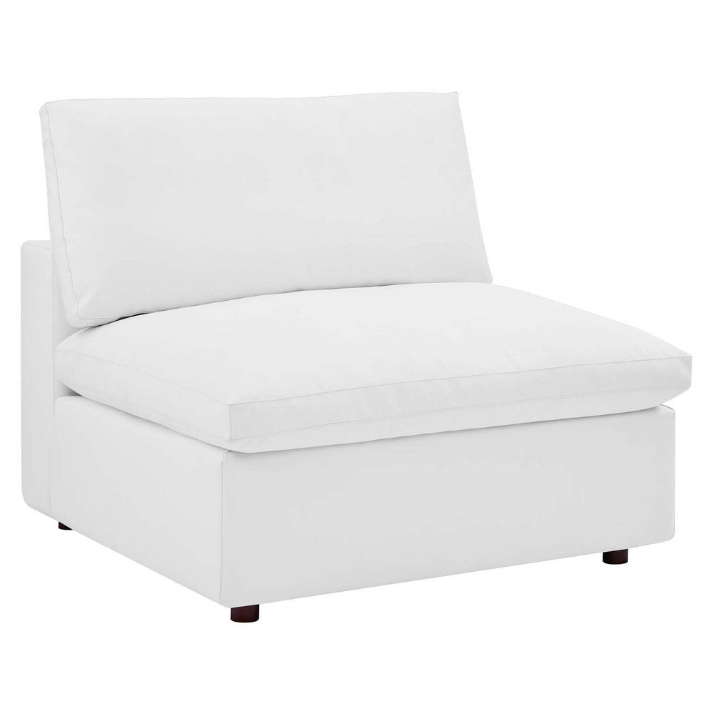 Modway Commix Modular Sofa, Armless Chair, White Vegan Leather