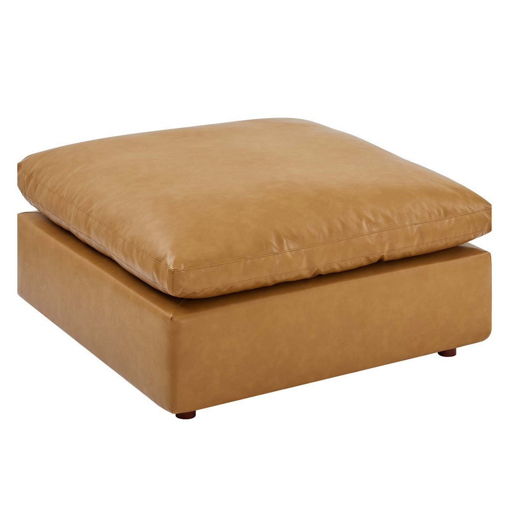 Modway Modular Sofa Commix Down Filled Overstuffed Vegan Leather Ottoman Tan MDY-EEI-4695-TAN