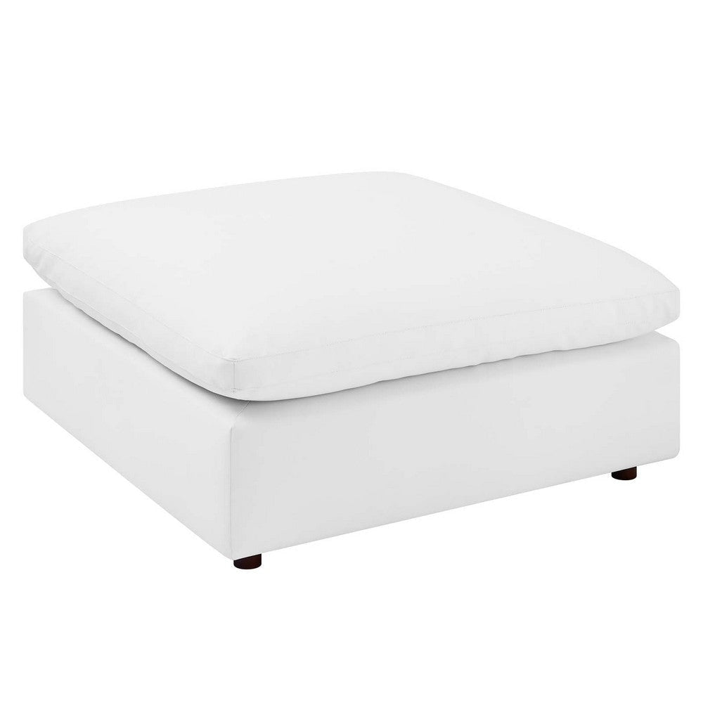 Modway Modular Sofa Commix Down Filled Overstuffed Vegan Leather Ottoman White MDY-EEI-4695-WHI